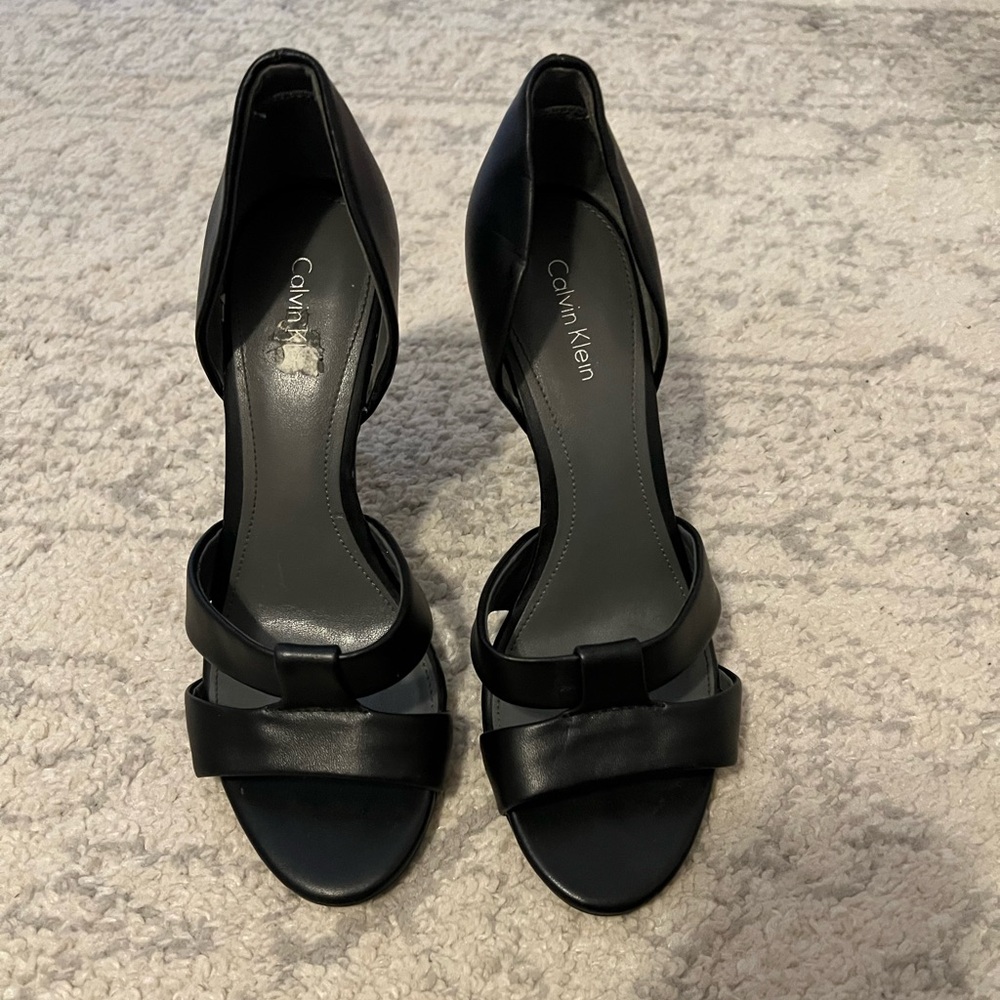 Calvin Klein Black Strappy Open-Toe Dress Heels